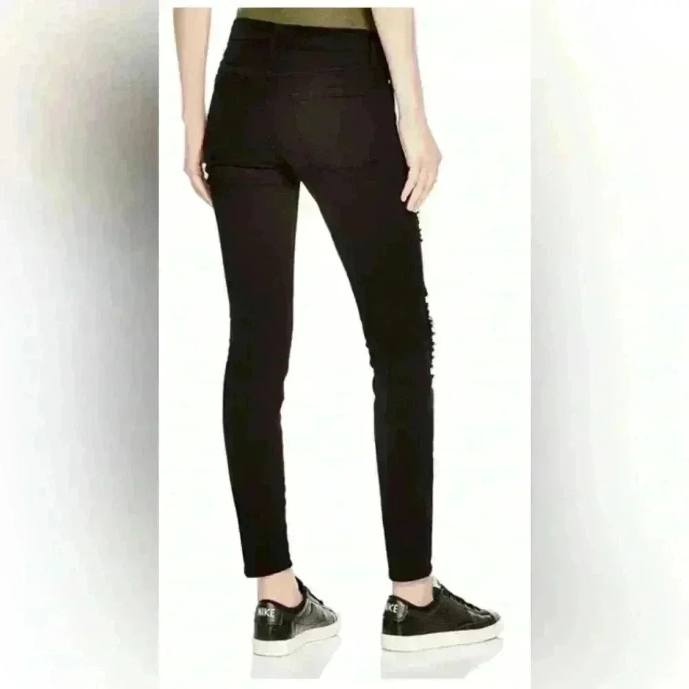 🆕FRAME Denim Le Color Ripped in Film Noir. Le Skinny de Jeanne. NWT - Picture 2 of 13